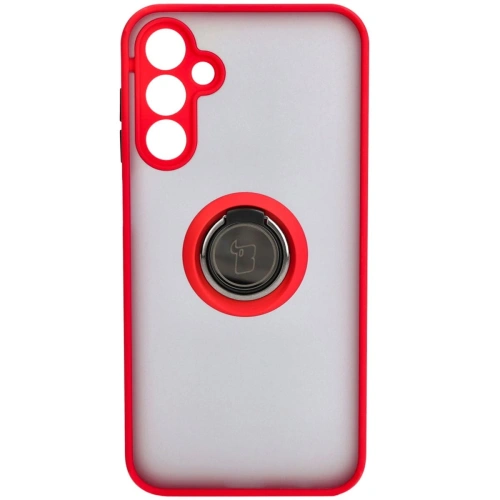 Etui z uchwytem na palec Bizon Case Hybrid Ring do Samsung Galaxy A15 5G/4G przydymione z czerwoną ramką