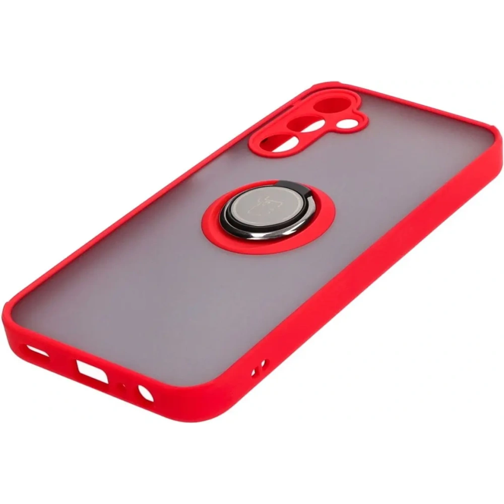 Hurtownia GSM - Etui z uchwytem na palec Bizon Case Hybrid Ring do Samsung Galaxy A15 5G/4G przydymione z czerwoną ramką - BIZ4191 - {ean13} - Hurt