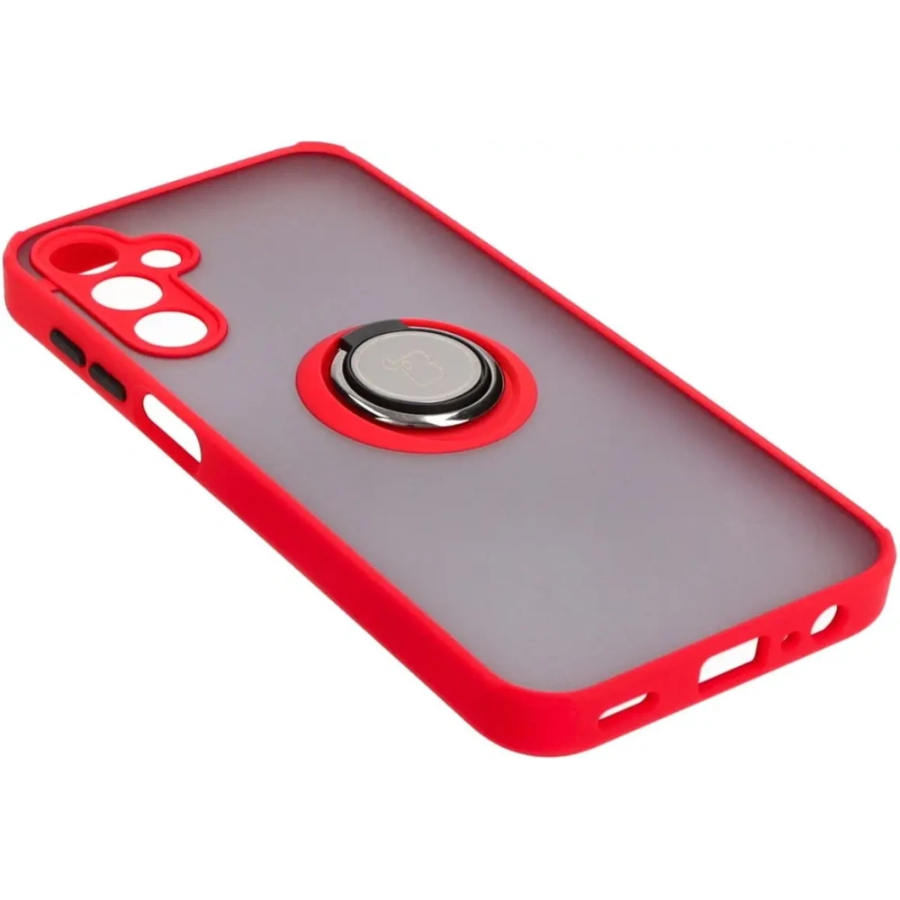 Hurtownia GSM - Etui z uchwytem na palec Bizon Case Hybrid Ring do Samsung Galaxy A15 5G/4G przydymione z czerwoną ramką - BIZ4191 - {ean13} - Hurt