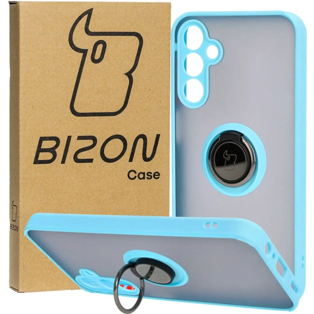 Hurtownia GSM - Bizon Case Hybrid Ring Samsung Galaxy A15 5G/4G fumuriu cu un cadru bleu deschis - BIZ4192 - {ean13} - Hurt
