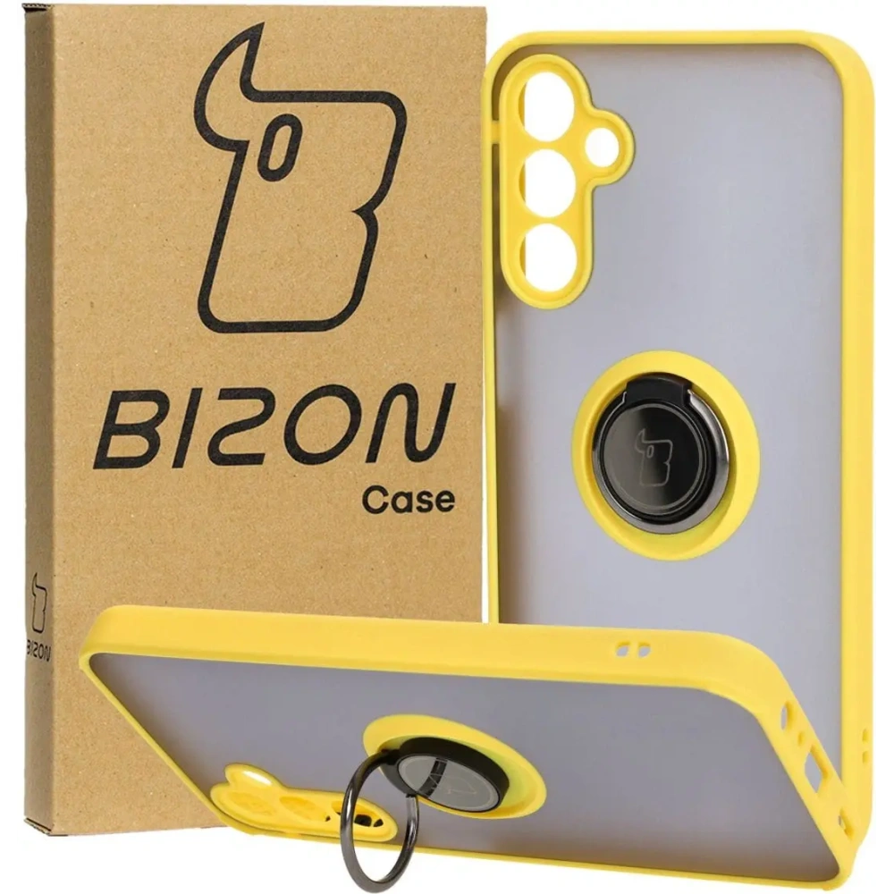 Wholesale Bizon Case Hybrid Ring Samsung Galaxy A15 5G/4G smoky with a yellow frame - BIZ4193 - {ean13} - Hurt