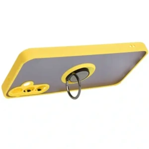 Hurtownia GSM - Etui z uchwytem na palec Bizon Case Hybrid Ring do Samsung Galaxy A15 5G/4G przydymione z żółtą ramką - BIZ4193 - {ean13} - Hurt