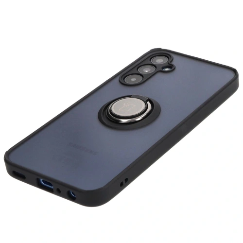 Etui z uchwytem na palec Bizon Case Hybrid Ring do Samsung Galaxy A25 5G przydymione z czarną ramką