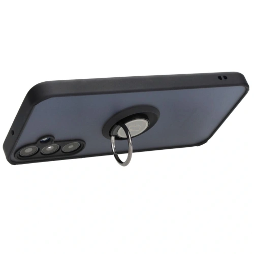 Etui z uchwytem na palec Bizon Case Hybrid Ring do Samsung Galaxy A25 5G przydymione z czarną ramką