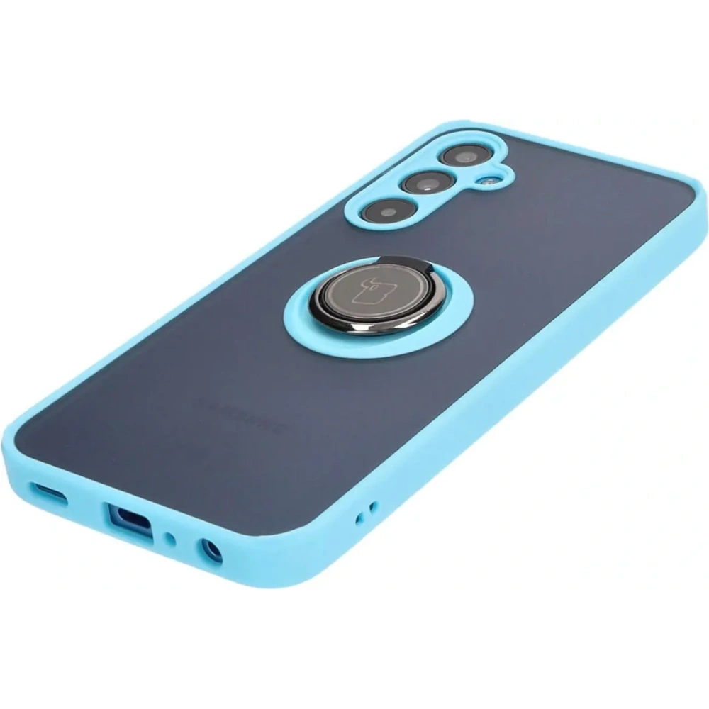 Hurtownia GSM - Etui s úchytem na prst Bizon Case Hybrid Ring do Samsung Galaxy A25 5G kouřové s jasně modrým rámečkem - BIZ4195 - {ean13} - Hurt