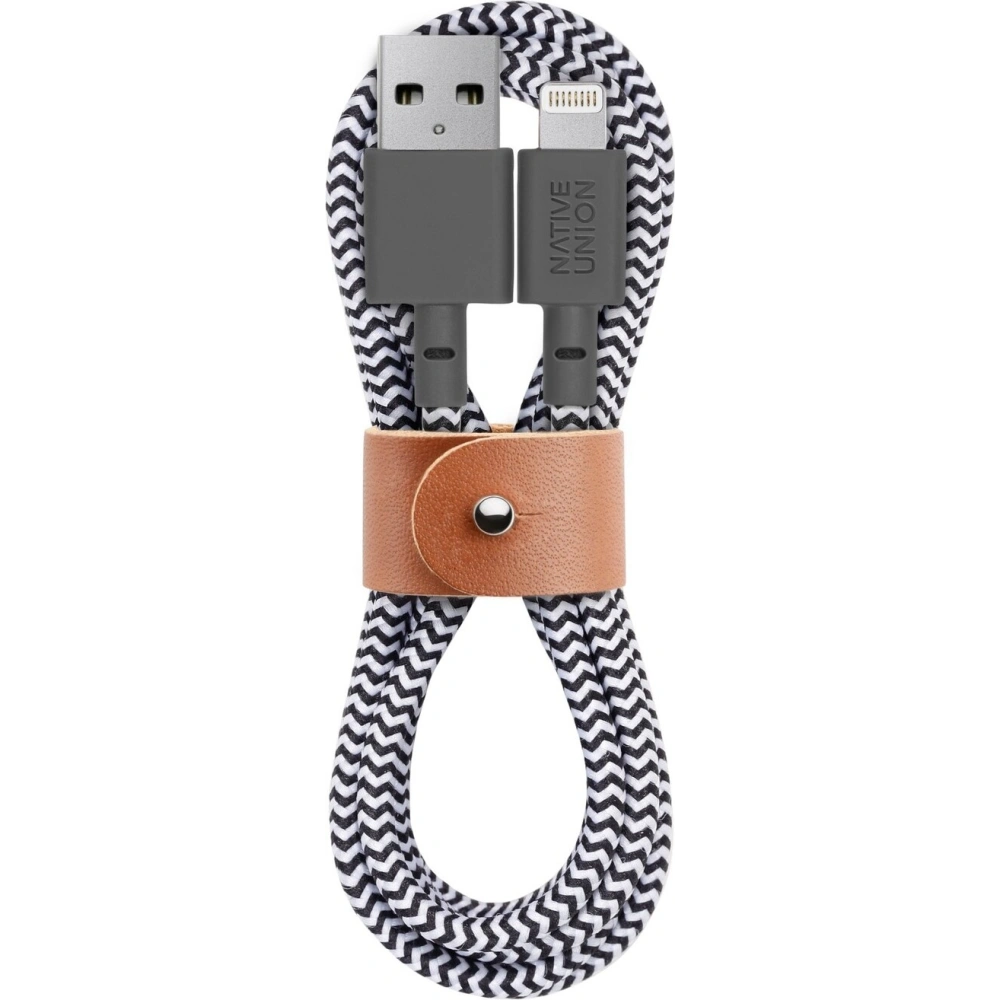 Hurtownia GSM - Kabel Native Union Belt Cable Lightning ze skórzanym zapięciem 1,2m (zebra) - NTU003ZEB - {ean13} - Hurt