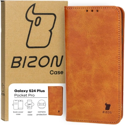 Etui z klapką Bizon Case Pocket Pro do Samsung Galaxy S24 Plus brązowe