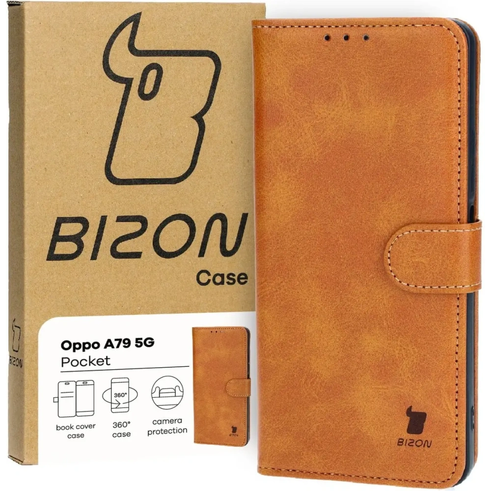 Hurtownia GSM - Etui z klapką Bizon Case Pocket do Oppo A79 5G brązowe - BIZ4217 - {ean13} - Hurt
