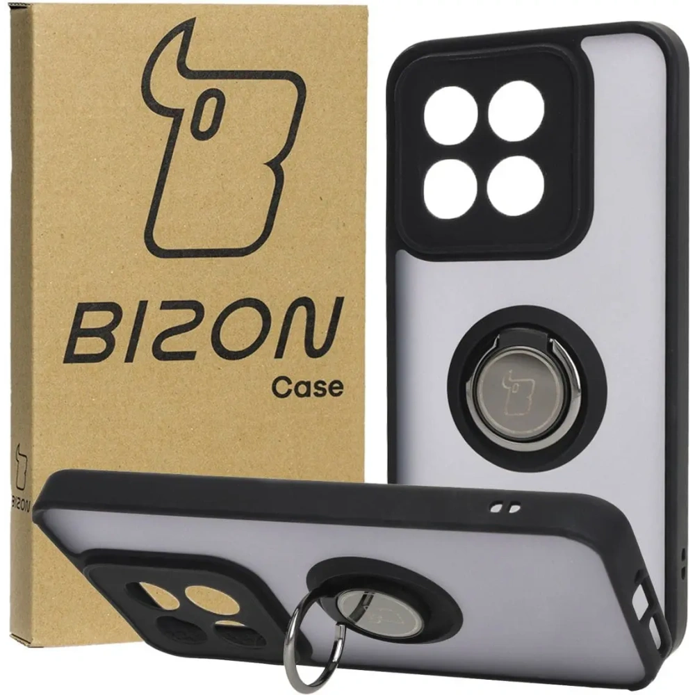 Hurtownia GSM - Bizon Case Hybrid Ring Xiaomi 14 fumuriu cu un cadru negru - BIZ4244 - {ean13} - Hurt