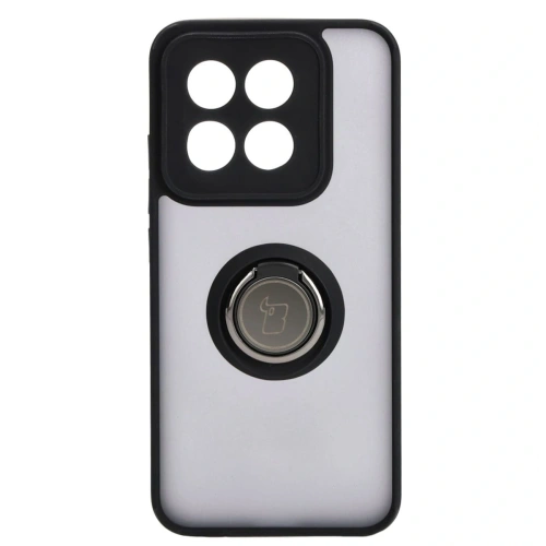 Etui z uchwytem na palec Bizon Case Hybrid Ring do Xiaomi 14 przydymione z czarną ramką
