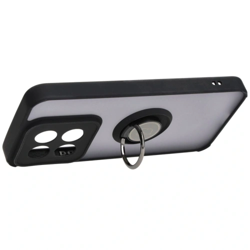 Etui z uchwytem na palec Bizon Case Hybrid Ring do Xiaomi 14 przydymione z czarną ramką