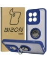 Bizon Case Hybrid Ring Xiaomi 14 fumuriu cu un cadru albastru marin