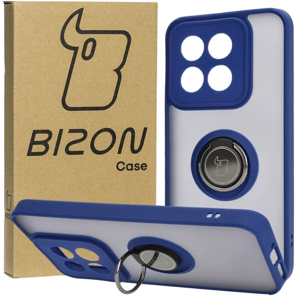 Hurtownia GSM - Bizon Case Hybrid Ring Xiaomi 14 fumuriu cu un cadru albastru marin - BIZ4245 - {ean13} - Hurt