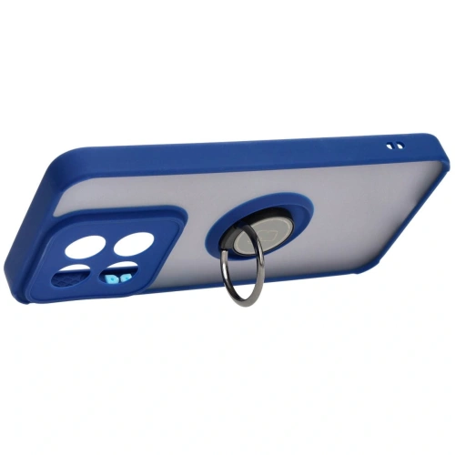 Etui z uchwytem na palec Bizon Case Hybrid Ring do Xiaomi 14 przydymione z granatową ramką
