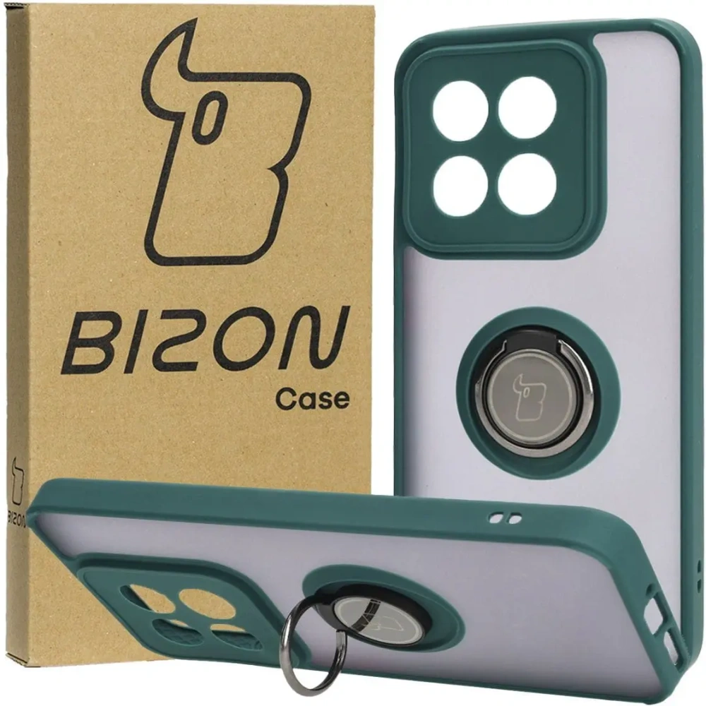 Wholesale Bizon Case Hybrid Ring Xiaomi 14 smoky with a dark green frame - BIZ4246 - {ean13} - Hurt