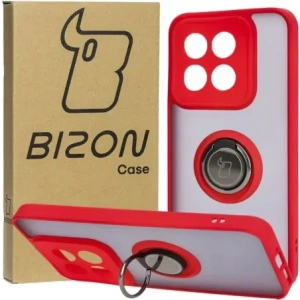 Wholesale Bizon Case Hybrid Ring Xiaomi 14 smoky with a red frame - BIZ4247 - {ean13} - Hurt