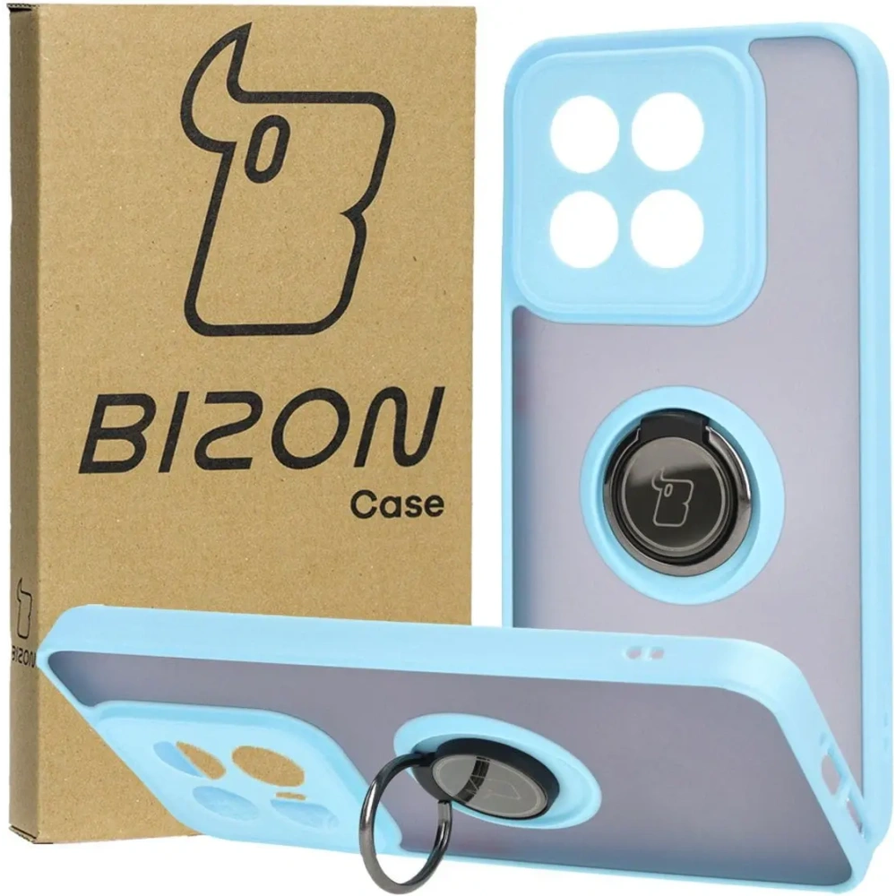 Wholesale Bizon Case Hybrid Ring Xiaomi 14 smoky with a light blue frame - BIZ4248 - {ean13} - Hurt