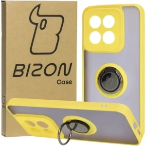 Wholesale Bizon Case Hybrid Ring Xiaomi 14 smoky with a yellow frame - BIZ4249 - {ean13} - Hurt