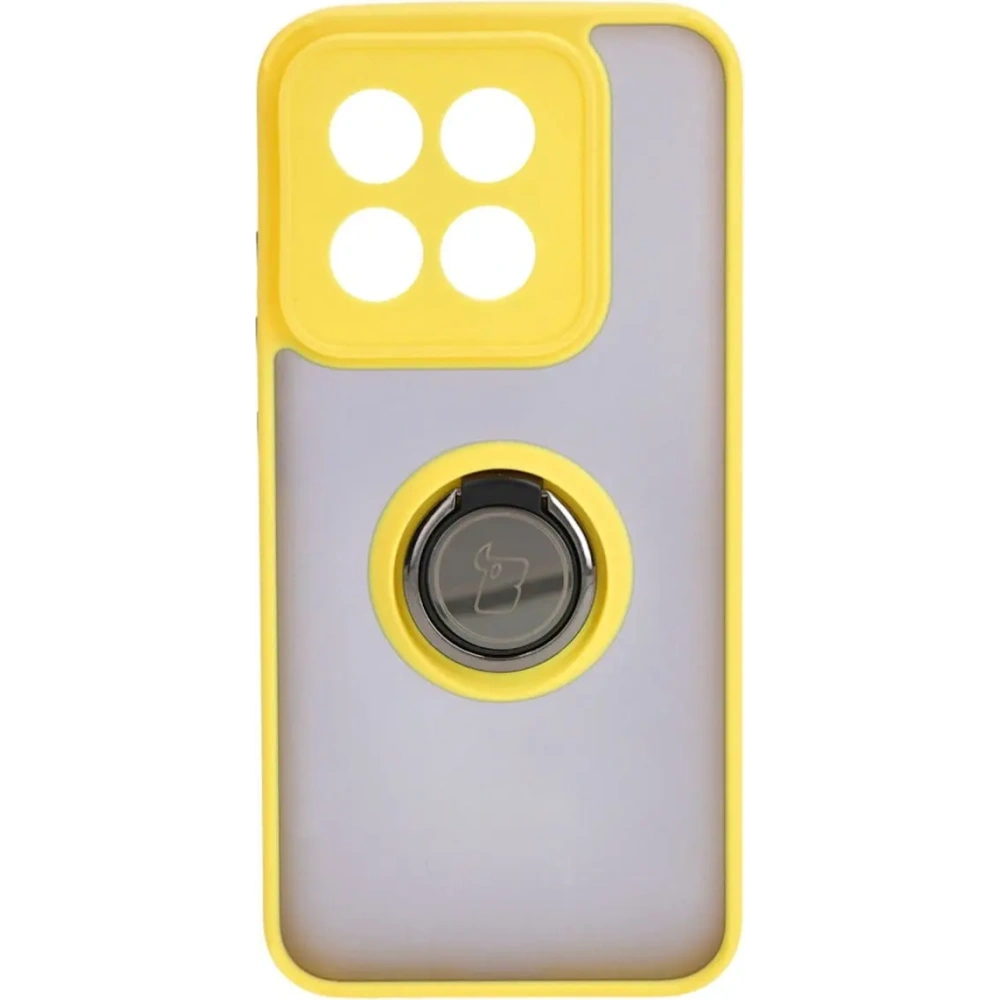 Wholesale Bizon Case Hybrid Ring Xiaomi 14 smoky with a yellow frame - BIZ4249 - {ean13} - Hurt