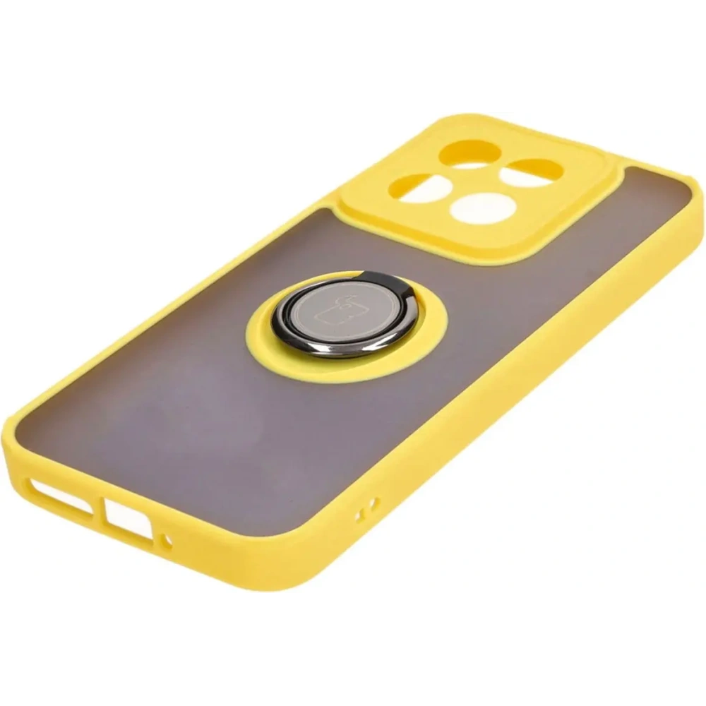 Wholesale Bizon Case Hybrid Ring Xiaomi 14 smoky with a yellow frame - BIZ4249 - {ean13} - Hurt