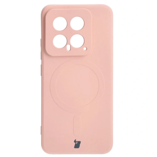 Etui Bizon Case Silicone Magnetic Sq do Xiaomi 14 jasnoróżowe