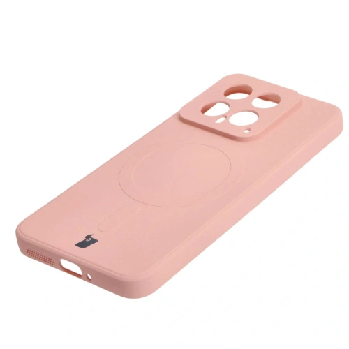 Etui Bizon Case Silicone Magnetic Sq do Xiaomi 14 jasnoróżowe