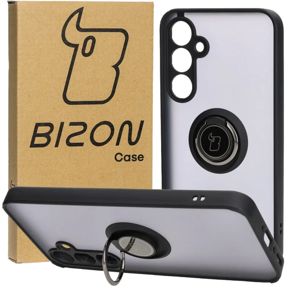 Hurtownia GSM - Etui s držákem na prst Bizon Case Hybrid Ring pro Samsung Galaxy A35 5G kouřové s černým rámem - BIZ4278 - {ean13} - Hurt