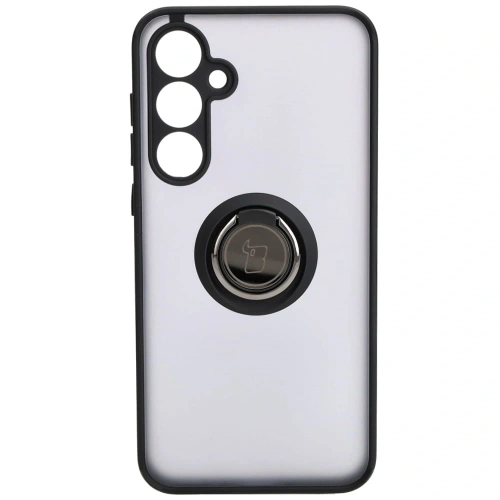 Etui z uchwytem na palec Bizon Case Hybrid Ring do Samsung Galaxy A35 5G przydymione z czarną ramką
