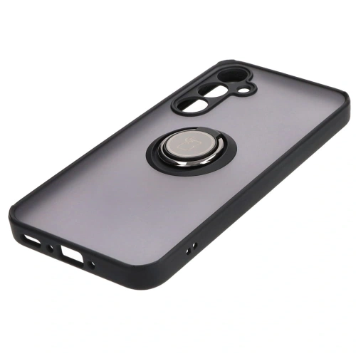 Etui z uchwytem na palec Bizon Case Hybrid Ring do Samsung Galaxy A35 5G przydymione z czarną ramką