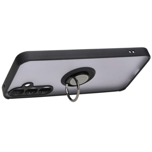 Etui z uchwytem na palec Bizon Case Hybrid Ring do Samsung Galaxy A35 5G przydymione z czarną ramką