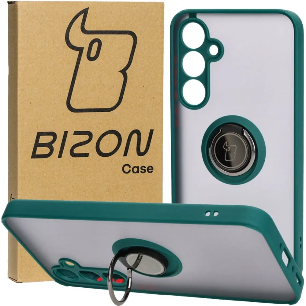 Wholesale Bizon Case Hybrid Ring Samsung Galaxy A35 5G smoky with a dark green frame - BIZ4279 - {ean13} - Hurt
