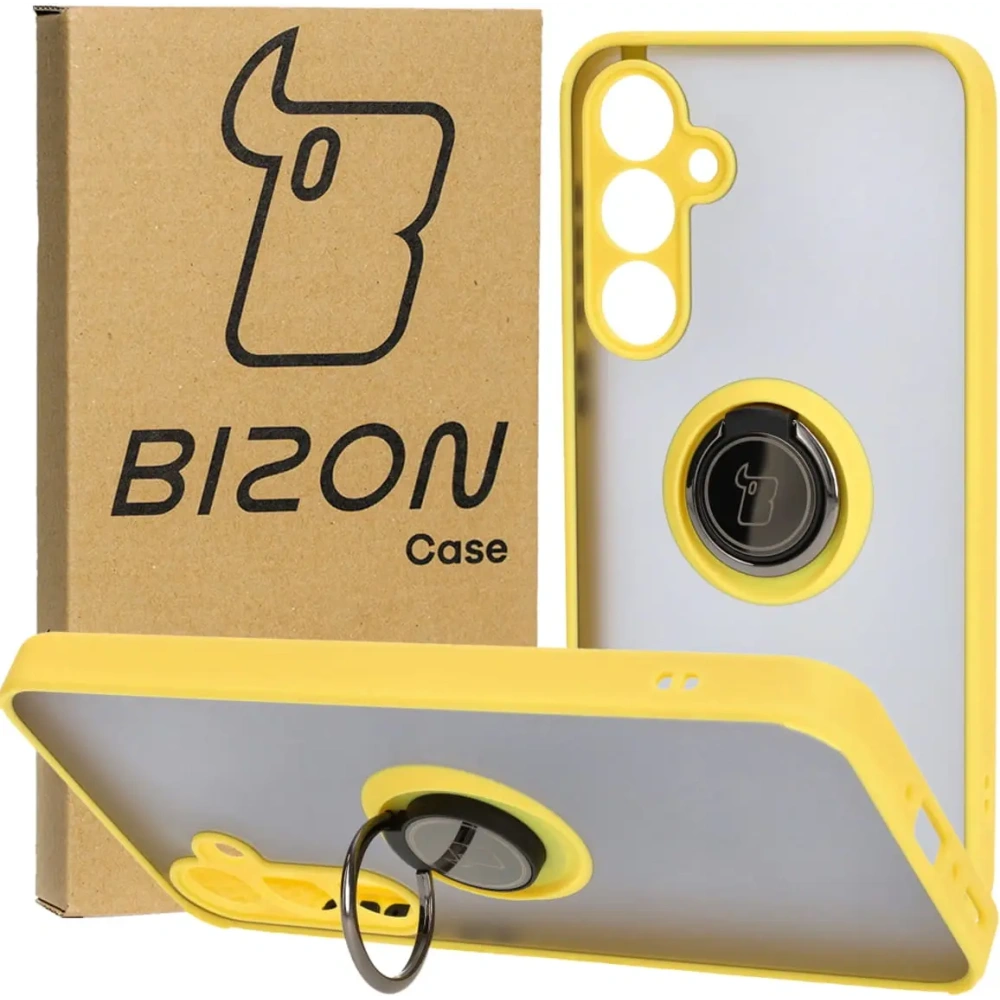 Wholesale Bizon Case Hybrid Ring Samsung Galaxy A35 5G smoky with a yellow frame - BIZ4281 - {ean13} - Hurt