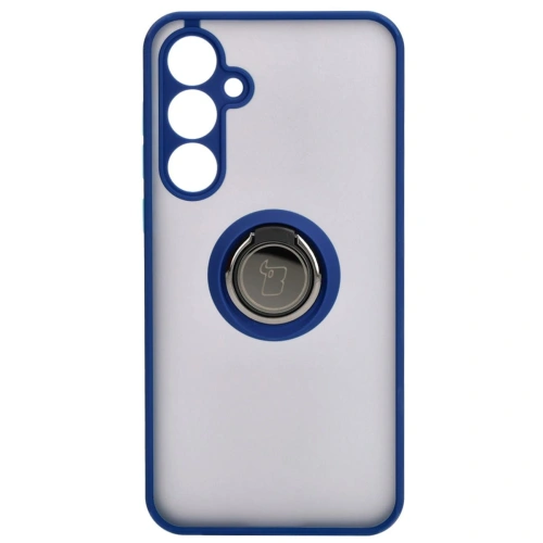 Etui z uchwytem na palec Bizon Case Hybrid Ring do Samsung Galaxy A55 5G przydymione z granatową ramką