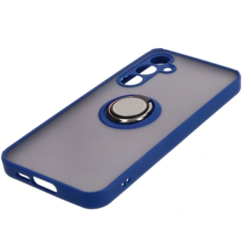 Etui z uchwytem na palec Bizon Case Hybrid Ring do Samsung Galaxy A55 5G przydymione z granatową ramką