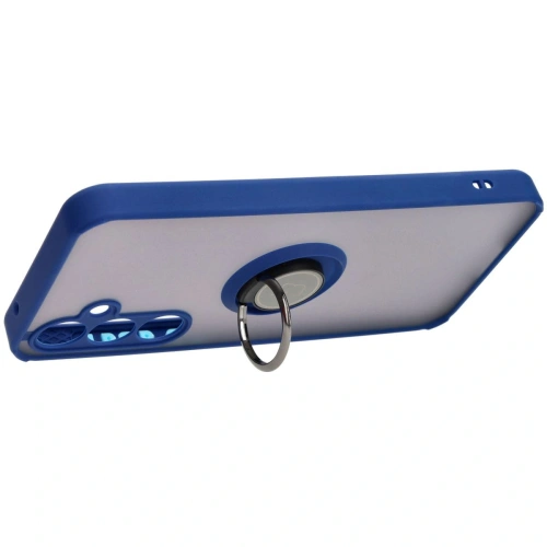 Etui z uchwytem na palec Bizon Case Hybrid Ring do Samsung Galaxy A55 5G przydymione z granatową ramką