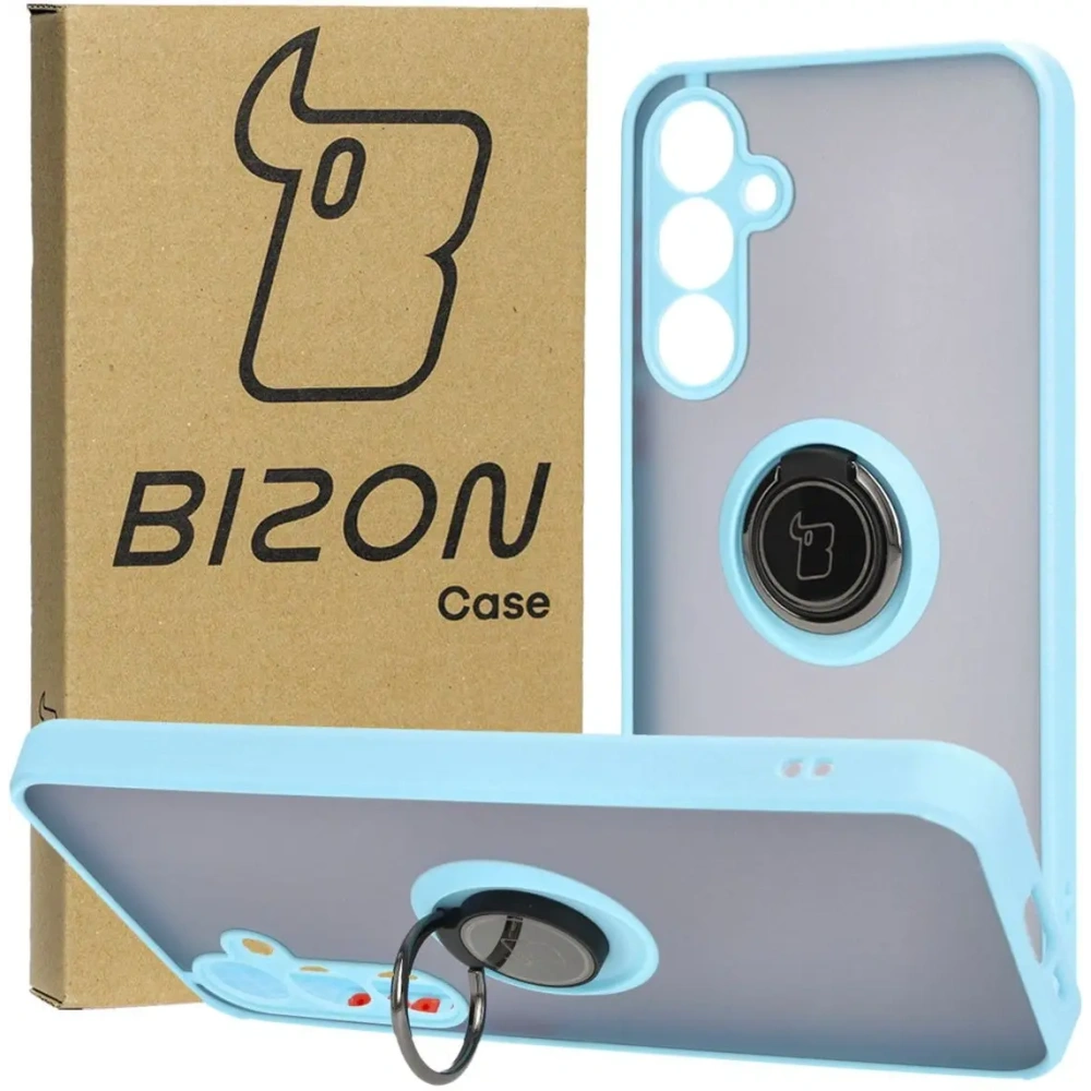 Wholesale Bizon Case Hybrid Ring Samsung Galaxy A55 5G smoky with a light blue frame - BIZ4319 - {ean13} - Hurt