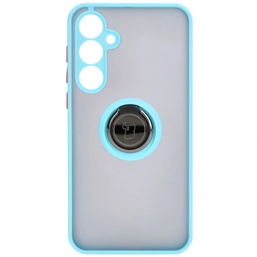 Etui z uchwytem na palec Bizon Case Hybrid Ring do Samsung Galaxy A55 5G przydymione z jasnoniebieską ramką