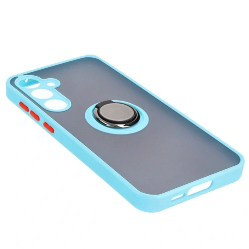 Etui z uchwytem na palec Bizon Case Hybrid Ring do Samsung Galaxy A55 5G przydymione z jasnoniebieską ramką