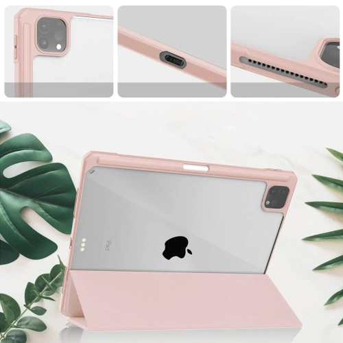 Etui Bizon Case Tab Clear Matt do Apple iPad Pro 12.9 2022/2021/2018 różowozłote