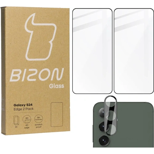 2x Szkło na ekran + szkło na aparat BIZON Edge do Samsung Galaxy S24