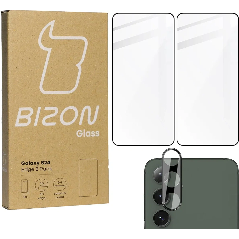 Hurtownia GSM - 2x Szkło na ekran + szkło na aparat BIZON Edge do Samsung Galaxy S24 - BIZ4358 - {ean13} - Hurt