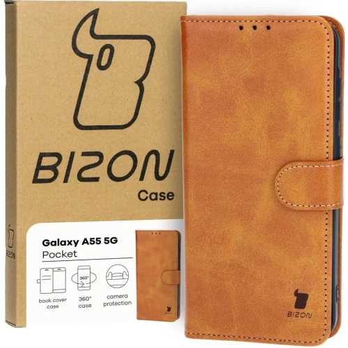 Etui z klapką Bizon Case Pocket do Samsung Galaxy A55 5G brązowe