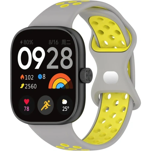 Pasek Bizon Strap Watch Octo do Redmi Watch 4 / Xiaomi Smart Band 9 Pro / 8 Pro jasnoszaro-żółty