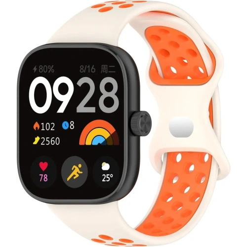 Pasek Bizon Strap Watch Octo do Redmi Watch 4 / Xiaomi Smart Band 9 Pro / 8 Pro beżowo-pomarańczowy