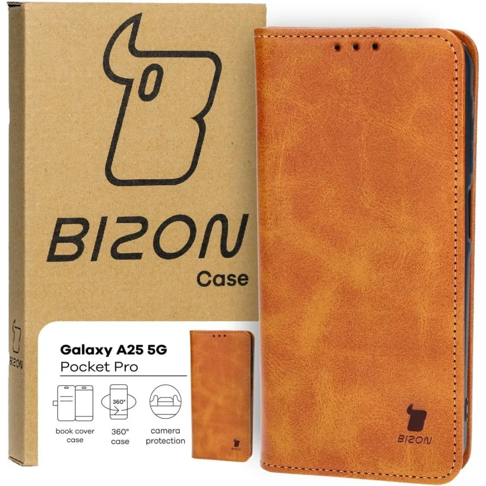 Hurtownia GSM - Etui z klapką Bizon Case Pocket Pro do Samsung Galaxy A25 5G brązowe - BIZ4403 - {ean13} - Hurt