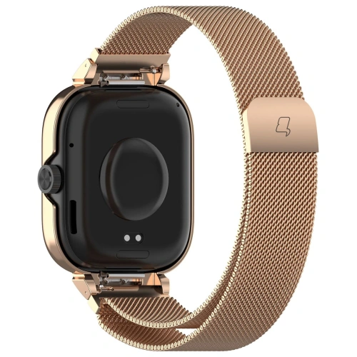 Etui z paskiem Bizon Strap + Case Watch Chain do Xiaomi Redmi Watch 4 różowozłote