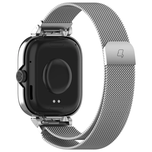 Etui z paskiem Bizon Strap + Case Watch Chain do Xiaomi Redmi Watch 4 srebrne