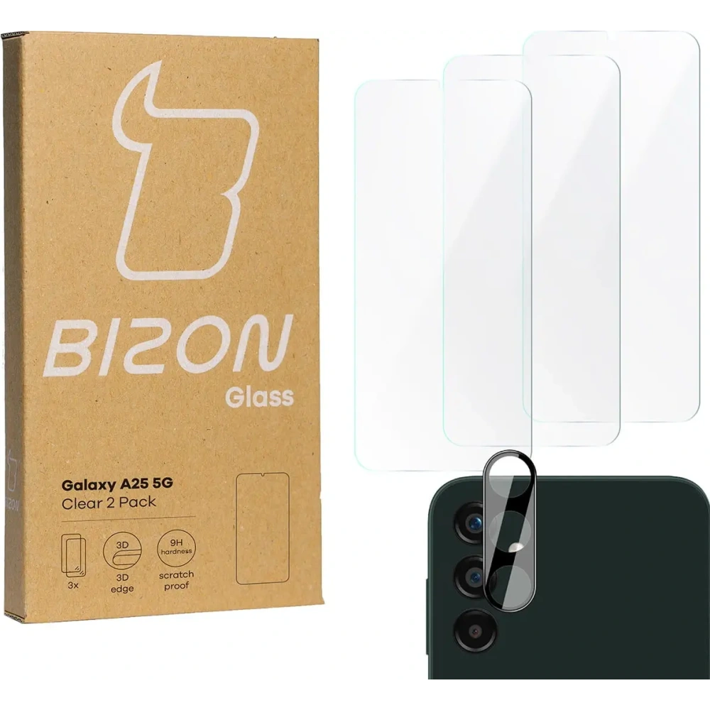 Wholesale BIZON Clear 3x screen glass + camera glass Samsung Galaxy A25 5G - BIZ4446 - {ean13} - Hurt
