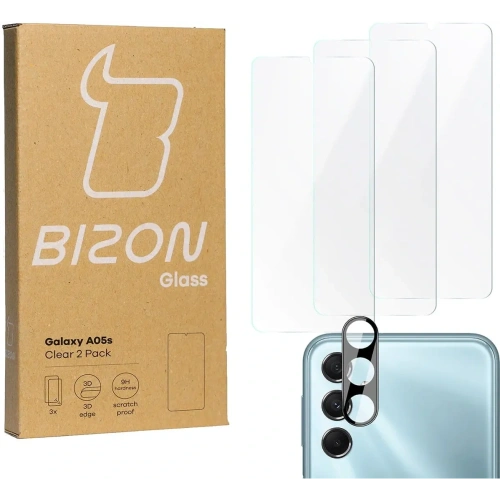 3x Szkło na ekran + szkło na aparat BIZON Clear do Samsung Galaxy A05s