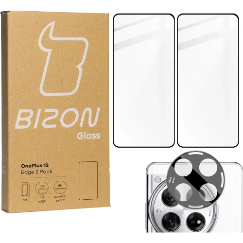 2x Szkło na ekran + szkło na aparat BIZON Edge 3D do OnePlus 12